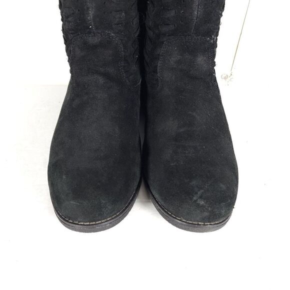 Abeo Women's Bristol US8,5 Black Leather Sheepskin Lined Shearling Ankle Booties - Picture 4 of 12